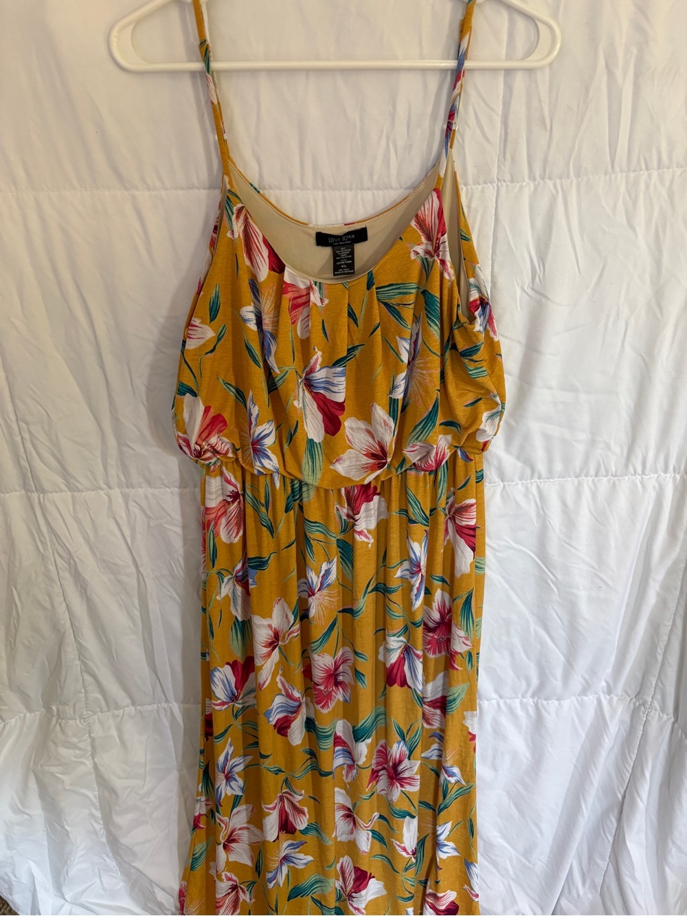 Mustard Floral Maxi Dress with Pink & White Blooms
